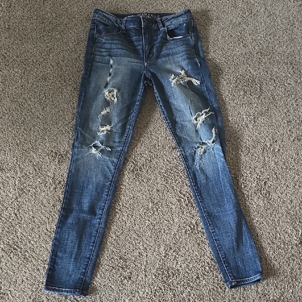 American Eagle Outfitters Ripped Blue Skinny Jeans
